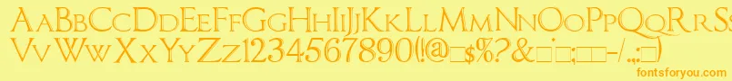 Imperatorbronzesmallcaps Font – Orange Fonts on Yellow Background