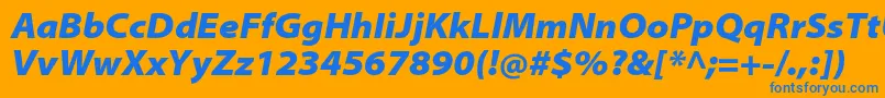 MyriadproBlacksemiextit-Schriftart – Blaue Schriften auf orangefarbenem Hintergrund