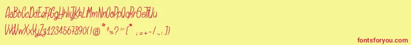 フォントSansaulPetronika – 赤い文字の黄色い背景