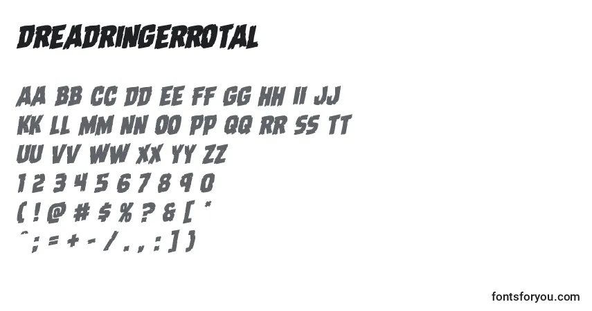 Schriftart Dreadringerrotal – Alphabet, Zahlen, spezielle Symbole
