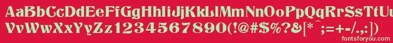 フォントTitaniaRegular – 赤い背景に緑の文字