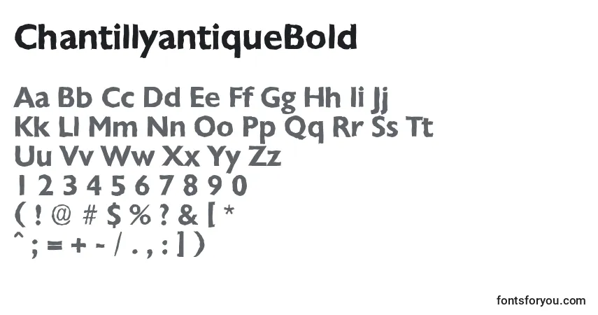 Fuente ChantillyantiqueBold - alfabeto, números, caracteres especiales