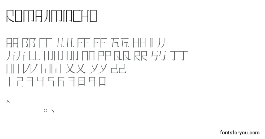 A fonte Romajimincho – alfabeto, números, caracteres especiais