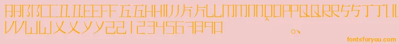 Romajimincho-Schriftart – Orangefarbene Schriften auf rosa Hintergrund