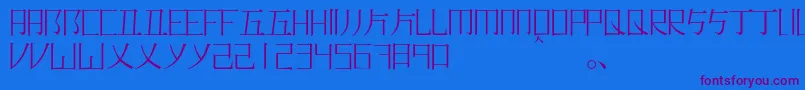 Romajimincho-Schriftart – Violette Schriften auf blauem Hintergrund