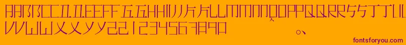 Romajimincho-Schriftart – Violette Schriften auf orangefarbenem Hintergrund