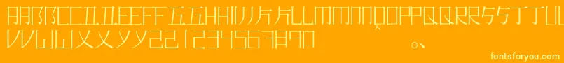 Romajimincho-fontti – keltaiset fontit oranssilla taustalla