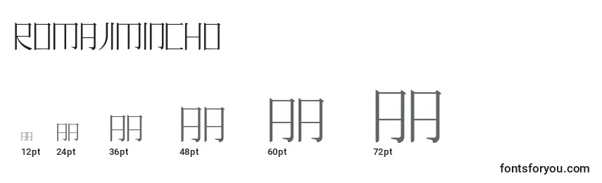 Romajimincho Font Sizes