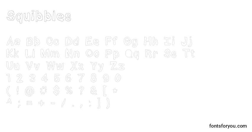 Schriftart Squibbles – Alphabet, Zahlen, spezielle Symbole