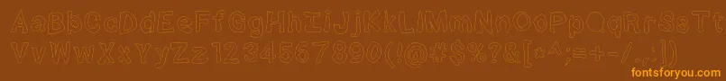 Squibbles-Schriftart – Orangefarbene Schriften auf braunem Hintergrund