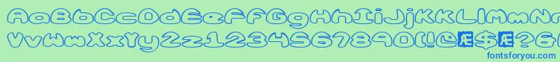 Obloquyo-Schriftart – Blaue Schriften auf grünem Hintergrund