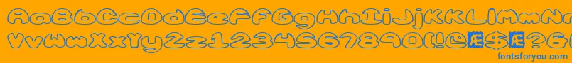Obloquyo Font – Blue Fonts on Orange Background