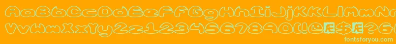 Obloquyo-Schriftart – Grüne Schriften auf orangefarbenem Hintergrund