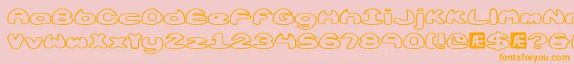 フォントObloquyo – オレンジの文字がピンクの背景にあります。