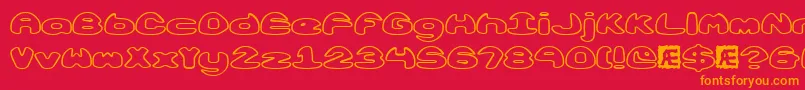 Obloquyo-Schriftart – Orangefarbene Schriften auf rotem Hintergrund