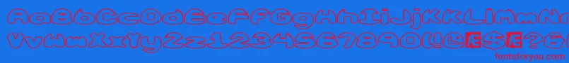 Obloquyo-Schriftart – Rote Schriften auf blauem Hintergrund