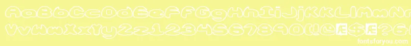 Obloquyo-Schriftart – Weiße Schriften auf gelbem Hintergrund
