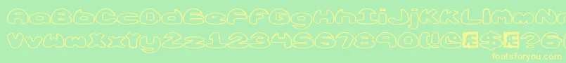 Obloquyo-Schriftart – Gelbe Schriften auf grünem Hintergrund