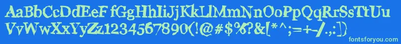 WigglyN Font – Green Fonts on Blue Background