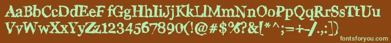 WigglyN Font – Green Fonts on Brown Background