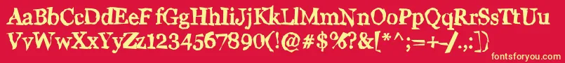 WigglyN Font – Yellow Fonts on Red Background