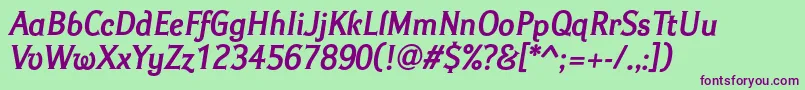IdealgothicBolditalic Font – Purple Fonts on Green Background