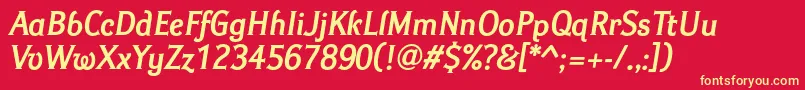 IdealgothicBolditalic Font – Yellow Fonts on Red Background