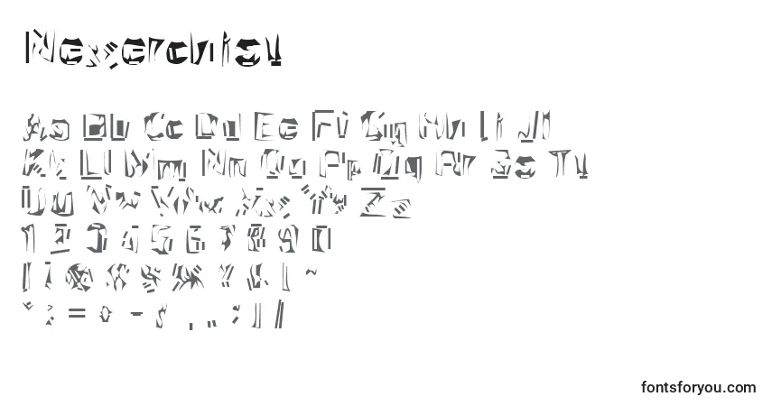 Шрифт Nexerchist – алфавит, цифры, специальные символы