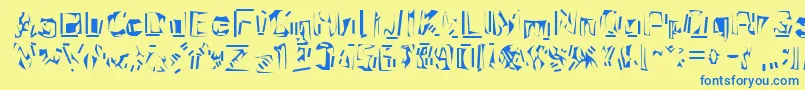 フォントNexerchist – 青い文字が黄色の背景にあります。