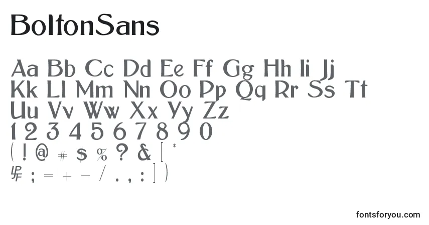Schriftart BoltonSans – Alphabet, Zahlen, spezielle Symbole