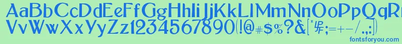 BoltonSans-Schriftart – Blaue Schriften auf grünem Hintergrund