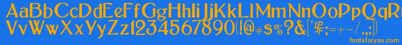 BoltonSans-Schriftart – Orangefarbene Schriften auf blauem Hintergrund