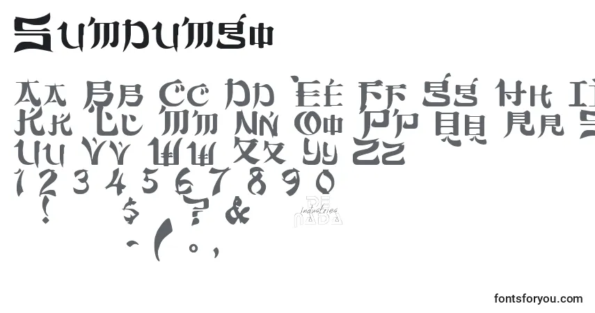 Шрифт Sumdumgo – алфавит, цифры, специальные символы