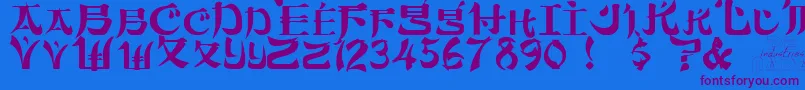 Sumdumgo-Schriftart – Violette Schriften auf blauem Hintergrund