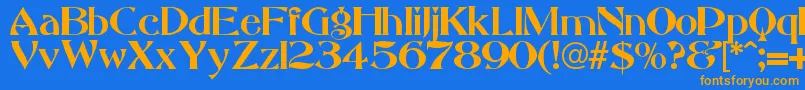 フォントChiapas – オレンジ色の文字が青い背景にあります。