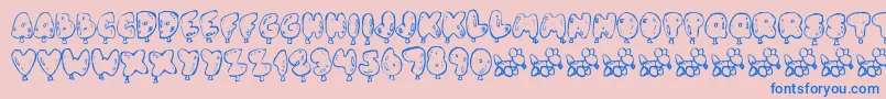 Balloney-Schriftart – Blaue Schriften auf rosa Hintergrund