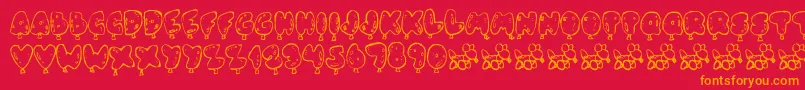 フォントBalloney – 赤い背景にオレンジの文字