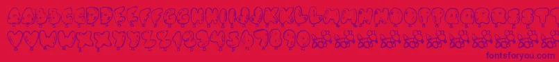 Balloney-Schriftart – Violette Schriften auf rotem Hintergrund