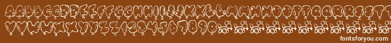 Weitere Informationen zur Balloney-Schriftart Balloney-Schriftart – Weiße Schriften auf braunem Hintergrund