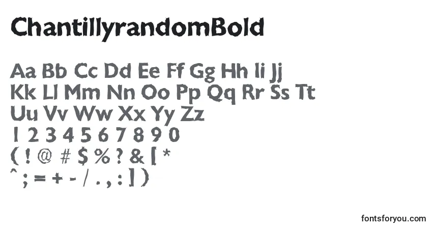 A fonte ChantillyrandomBold – alfabeto, números, caracteres especiais