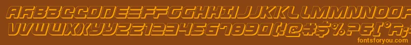 Defconzero3Dital-Schriftart – Orangefarbene Schriften auf braunem Hintergrund