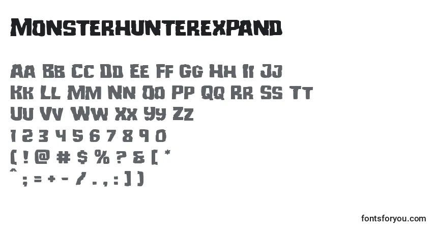 Schriftart Monsterhunterexpand – Alphabet, Zahlen, spezielle Symbole