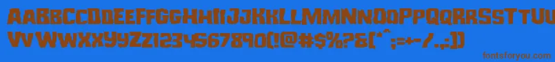 フォントMonsterhunterexpand – 茶色の文字が青い背景にあります。