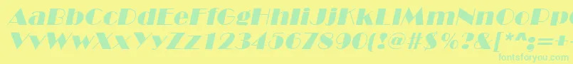 フォントMarqueeItalic – 黄色い背景に緑の文字