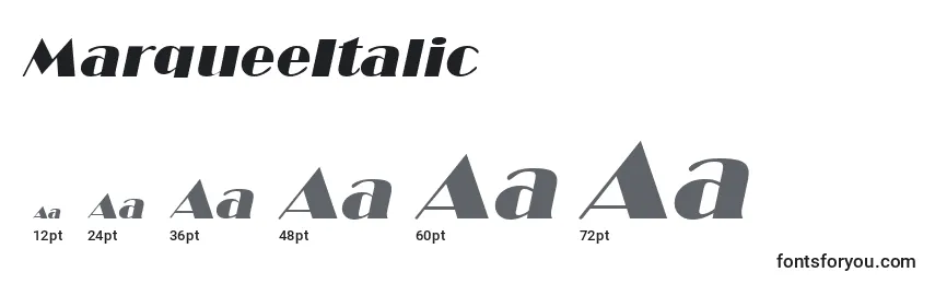 Размеры шрифта MarqueeItalic
