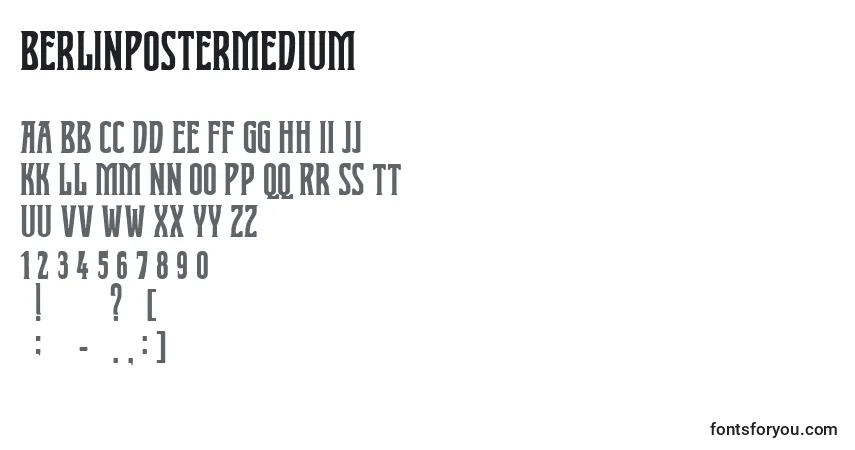 BerlinPosterMedium-fontti – aakkoset, numerot, erikoismerkit
