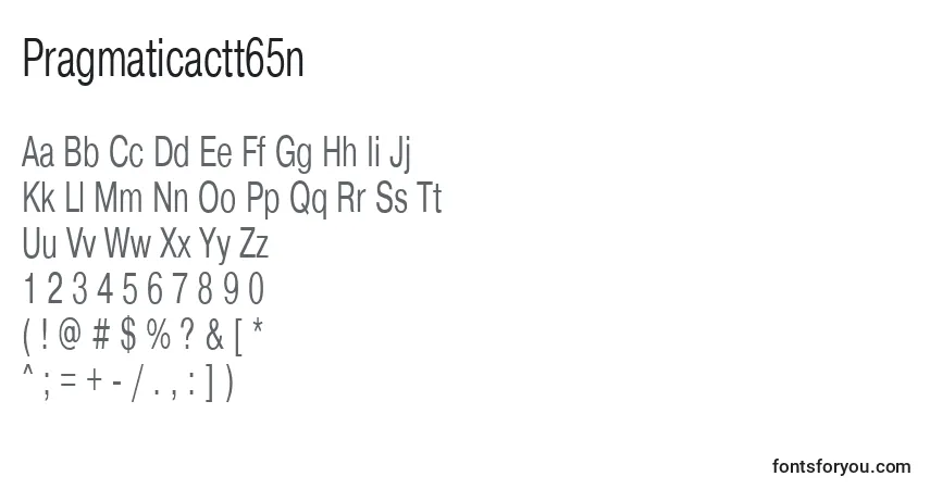 A fonte Pragmaticactt65n – alfabeto, números, caracteres especiais