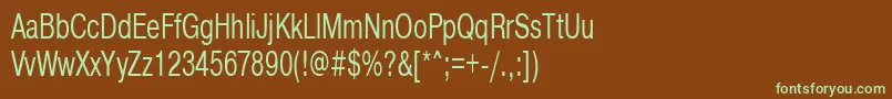 フォントPragmaticactt65n – 緑色の文字が茶色の背景にあります。