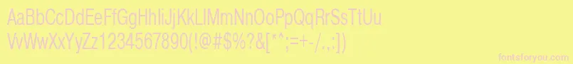 Pragmaticactt65n-fontti – vaaleanpunaiset fontit keltaisella taustalla