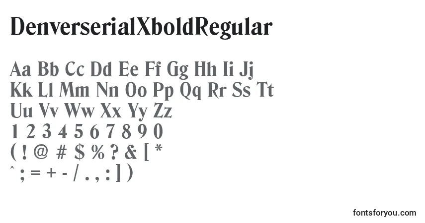 A fonte DenverserialXboldRegular – alfabeto, números, caracteres especiais